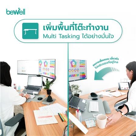 โต๊ะปรับระดับไฟฟ้า BEWELL L-SHAPED 180 ซม. สีดำ_4