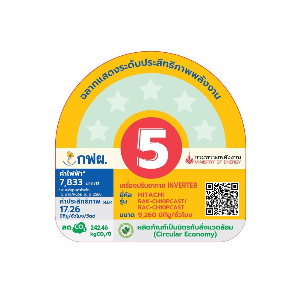 แอร์ผนัง HITACHI RAC/RAK- CH10PCAST 9260 บีทียู อินเวอร์เตอร์