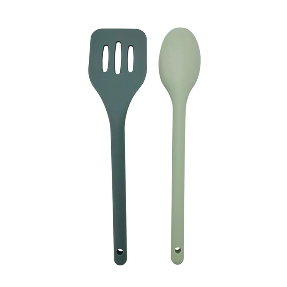 ตะหลิวมีร่องและช้อนซิลิโคน COOK CHARMY CYAN 2 ชิ้น