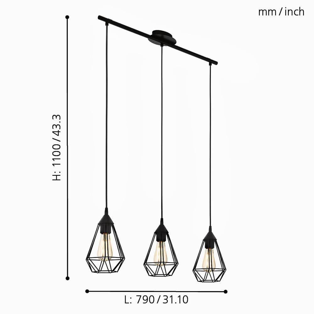 ไฟช่อ EGLO TARBES 94189 สีดำ 3 หัว