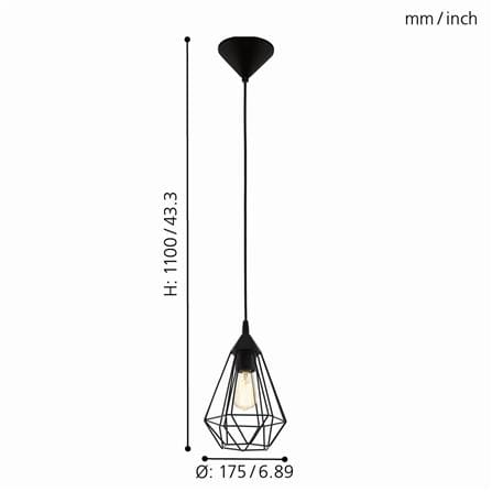 ไฟช่อ EGLO TARBES 94187 สีดำ 1 หัว_3