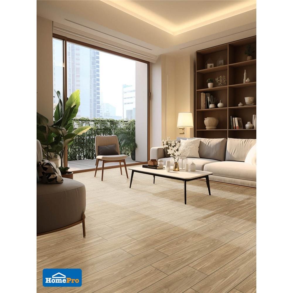 กระเบื้องพื้น 15x90 ซม. TARA เวียนนา น้ำตาลอ่อน A 1.215 ตร.ม.
