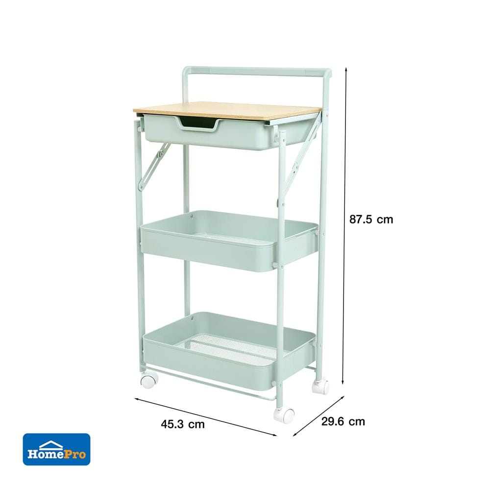 ชั้นวางของ 3 ชั้น มีล้อ STACKO JOLIE 45.3x29.6x87.5 ซม. สีฟ้าอ่อน