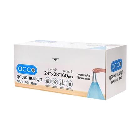 ถุงขยะหูผูก ACCO 24x28 นิ้ว 60 ใบ สีฟ้า