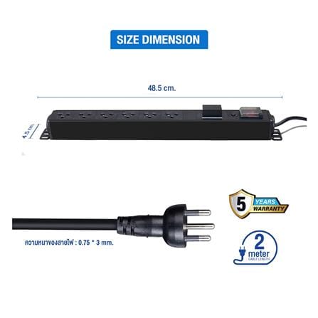 รางปลั๊กไฟตู้ RACK 6 ช่อง 1 สวิตซ์ GLINK GPDU-08K 5 ม._9