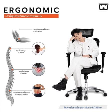 เก้าอี้สุขภาพ WORK STATION MODEL-M NYLON สีเทา_6