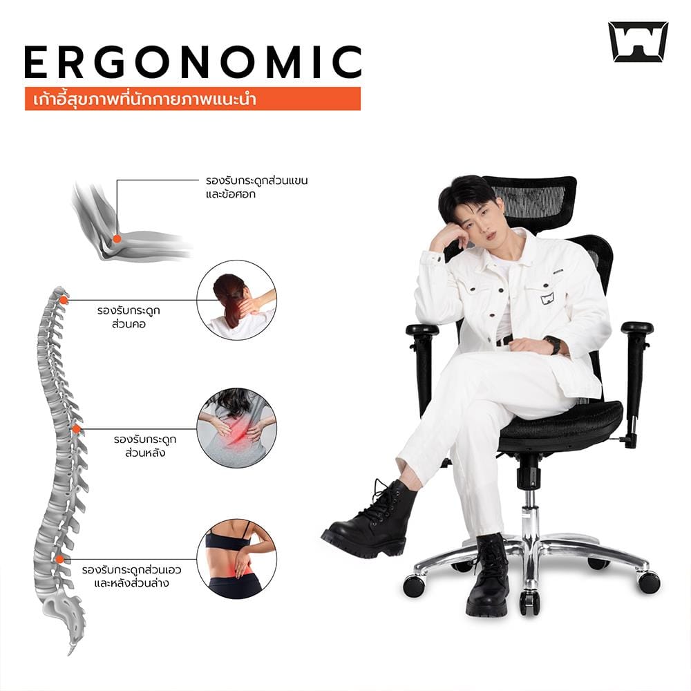เก้าอี้สุขภาพ WORK STATION MODEL-M F029 FOAM สีดำ