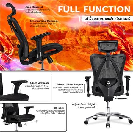 เก้าอี้สุขภาพ WORK STATION MODEL-M F029 FOAM สีดำ_3