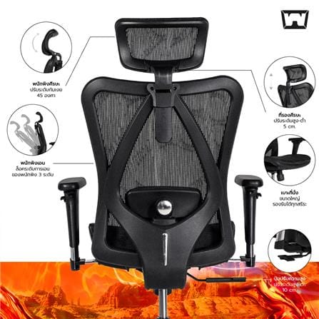 เก้าอี้สุขภาพ WORK STATION MODEL-M F029 FOAM สีดำ_5