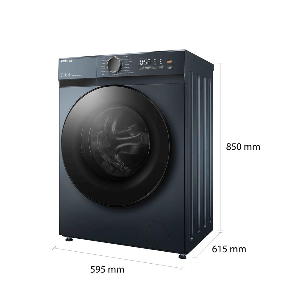 เครื่องซักผ้าฝาหน้า TOSHIBA TW-T21BU105UWT(MG) 9.5 กก. 1200RPM อินเวอร์เตอร์ สีเทา