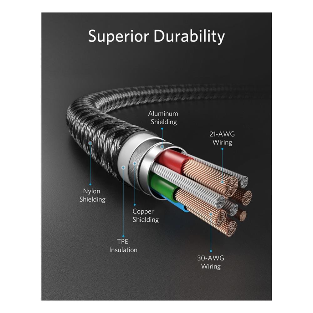 สายชาร์จเร็ว iPhone USB-C to Lightning (Anker PowerLine+II) สายถักไนลอน ยาว 90cm - AK169_3