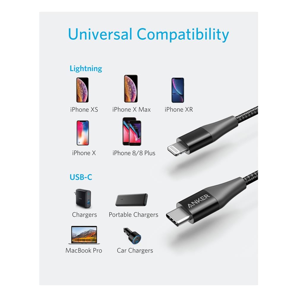 สายชาร์จเร็ว iPhone USB-C to Lightning (Anker PowerLine+II) สายถักไนลอน ยาว 90cm - AK169_4