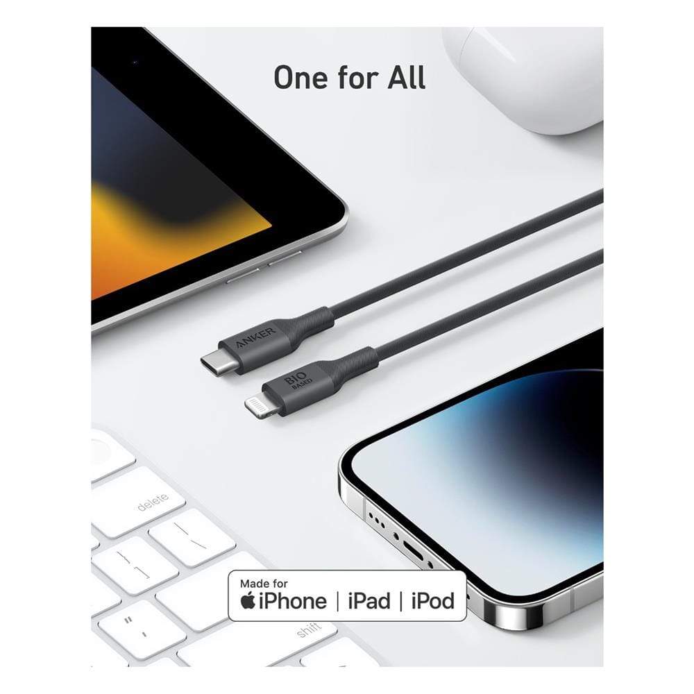 สายชาร์จเร็ว iPhone USB-C to Lightning (Anker 542 Bio-Based) ยาว 180cm สีดำ - AK383_1