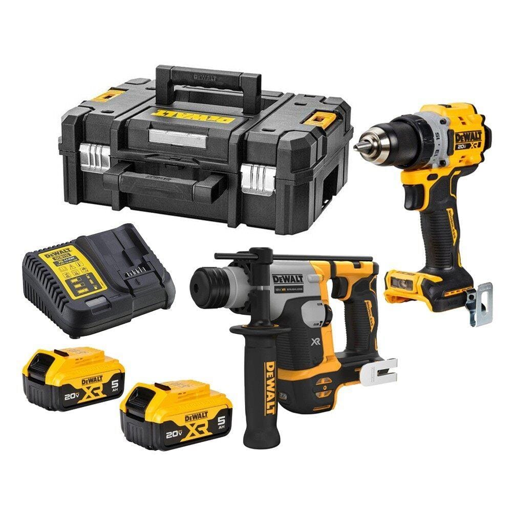 ชุดสว่านไขควงและสว่านโรตารี่ไร้สาย (พร้อมแบตเตอรี่) DEWALT DCK2215P2T-B1 18 โวลต์ (สูงสุด 20 โวลต์)