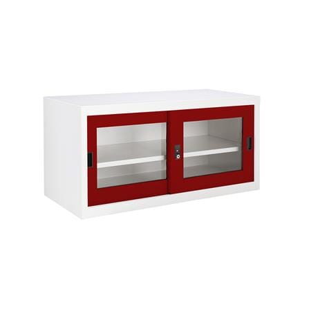 ตู้เหล็กบานเลื่อนกระจก KIOSK USB-2 สีขาว/แดง_1
