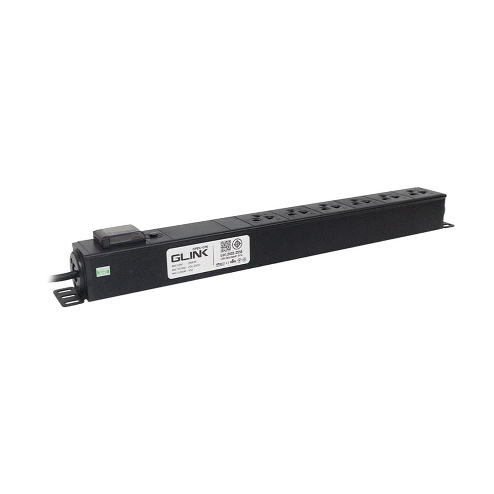 รางปลั๊กไฟตู้ RACK 6 ช่อง 1 สวิตซ์ GLINK GPDU-07K 2 ม.