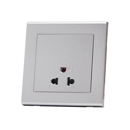 ชุดเต้ารับเดี่ยว 3 ขา SAHN D10L-SL สีเงิน_2