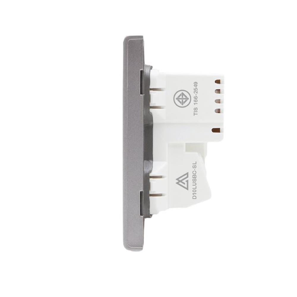 ชุดเต้ารับเดี่ยว 3 ขา พร้อม USB และ TYPE-C SAHN D10LUSBC-SL สีเงิน