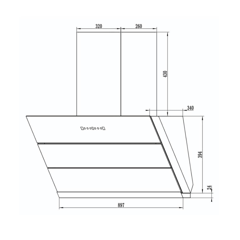 เครื่องดูดควันกระโจม TECNOSTAR HOOD TNS HD 90 BB 90 ซม.