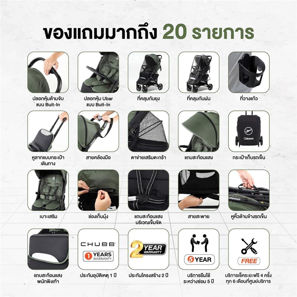 รถเข็นเด็ก BERND AIRPLUS GT-OLIVE GREEN_1