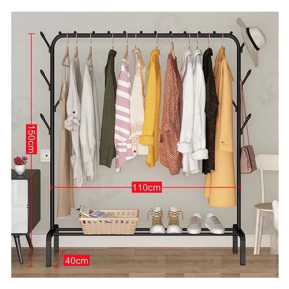 ราวตากผ้าพร้อมที่แขวน HANSEN BASIC 1.1 เมตร สีดำ