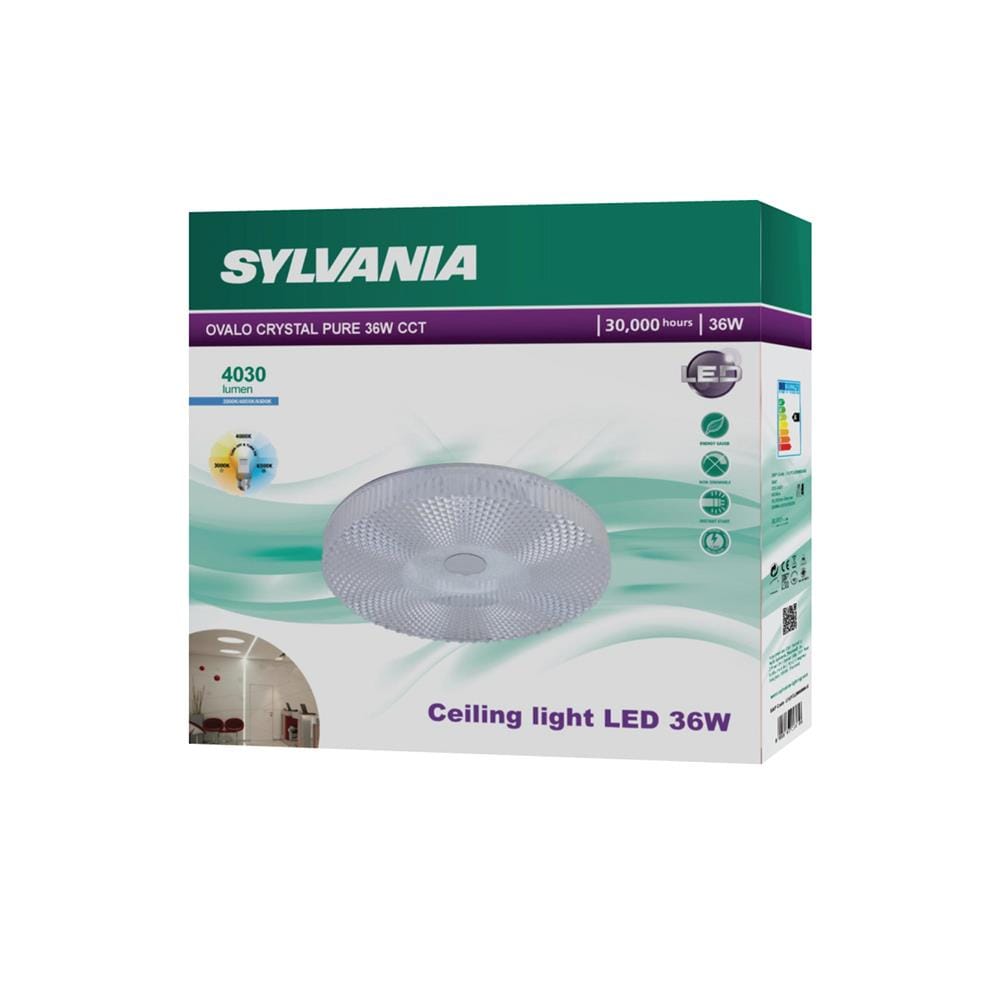 ไฟเพดาน LED SYLVANIA OVALO CRYSTAL PURE 15.55 นิ้ว 36 วัตต์ DAYLIGHT/COOL WHITE/WARM WHITE สีขาว