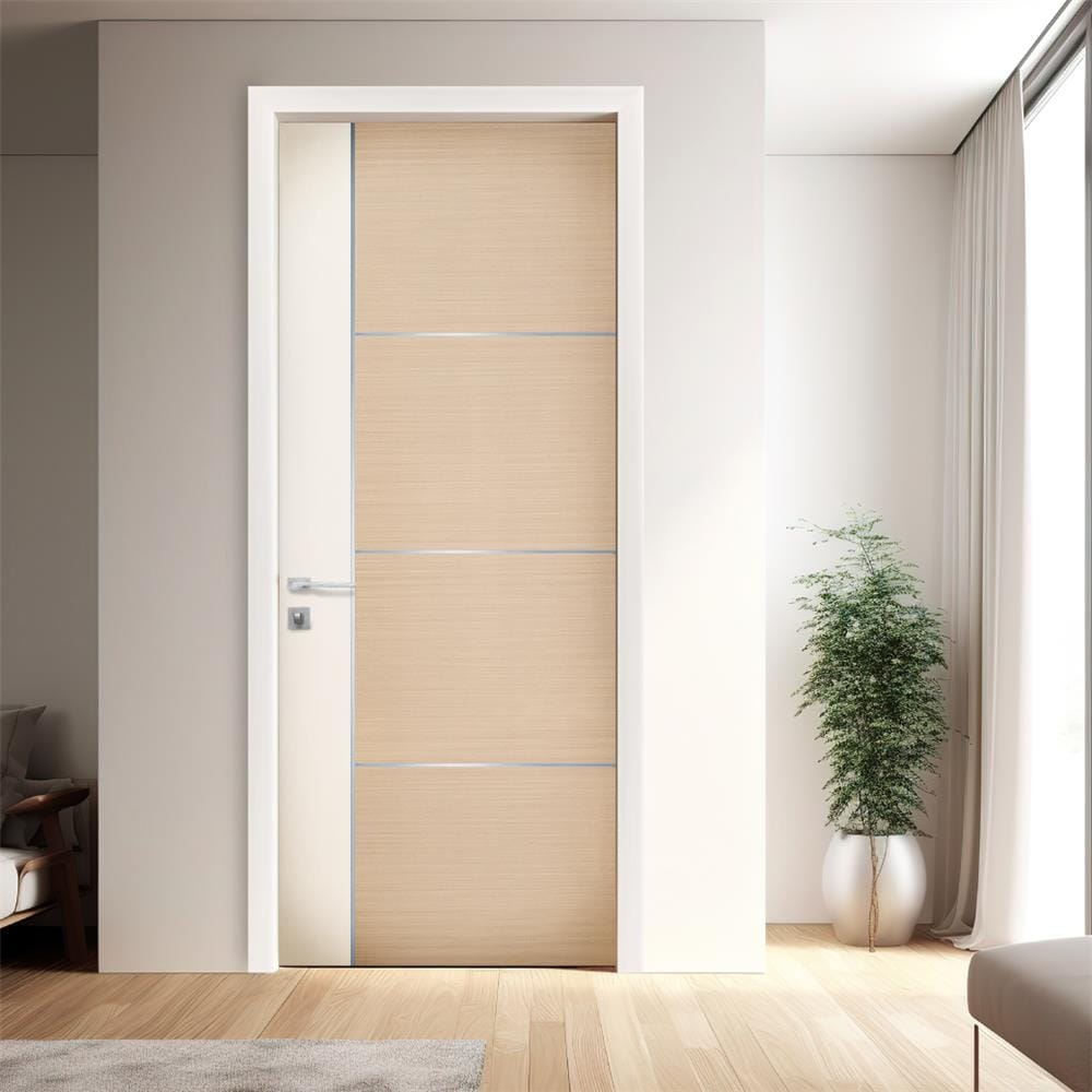 ประตูภายใน WPC ปิดผิว PVC ECO-DOOR WP4 80X200 ซม. สีครีม ทูโทน ไม่เจาะลูกบิด