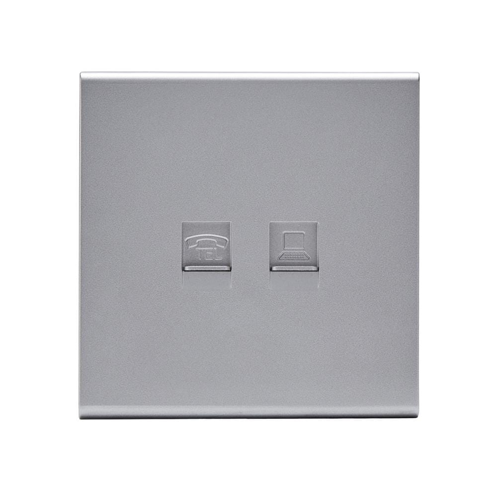 เต้ารับโทรศัพท์และคอมพิวเตอร์ SAHN 6P/6C D19-SL  สีเงิน_1