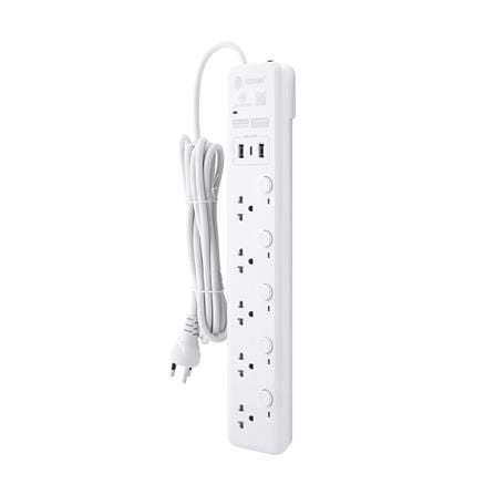 รางปลั๊กไฟ 5 ช่อง 5 สวิตช์ 2 USB 1 TYPE C TOSHINO WY-53 3 ม. สีขาว_1