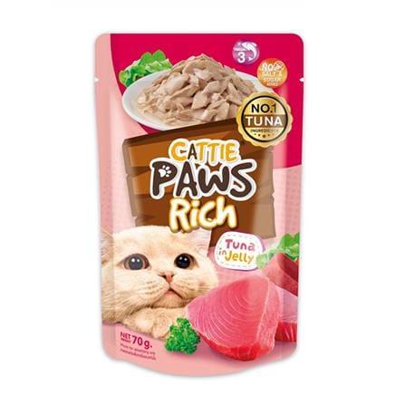 อาหารเปียกแมว CATTIE PAWS RICH TUNA IN JELLY 70 ก._0