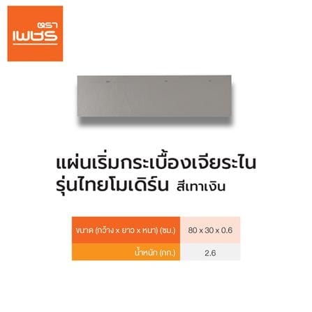 แผ่นเริ่มกระเบื้องเจียระไน ตราเพชร 80x30 ซม. สีเทาเงิน A_1