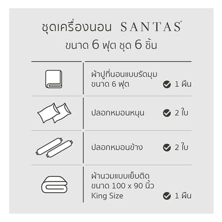 ชุดผ้าปูที่นอน 6 ฟุต 6 ชิ้น SANTAS TWEEDIA GR_6