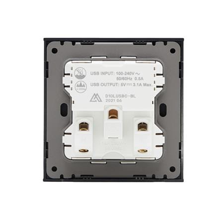 ชุดเต้ารับเดี่ยว 3 ขา พร้อม USB และ TYPE-C SAHN D10LUSBC-BL สีดำ_2