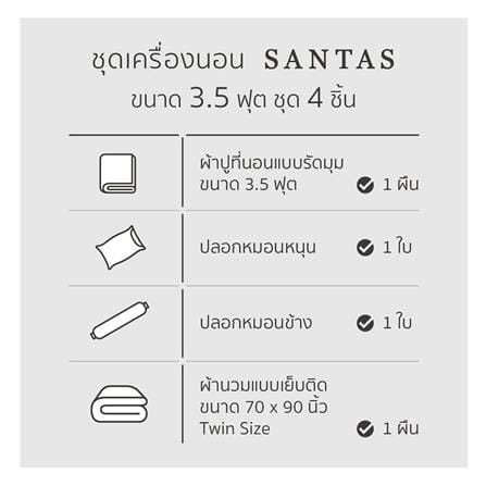 ชุดผ้าปูที่นอน 3.5 ฟุต 4 ชิ้น SANTAS WAVY GR_6