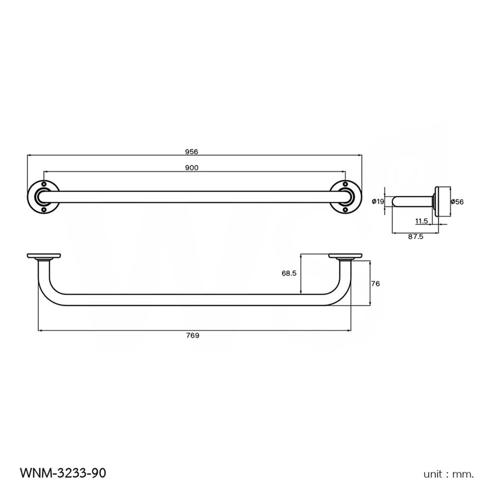 ราวแขวนผ้า WS WNM-3233-90 สีเงิน