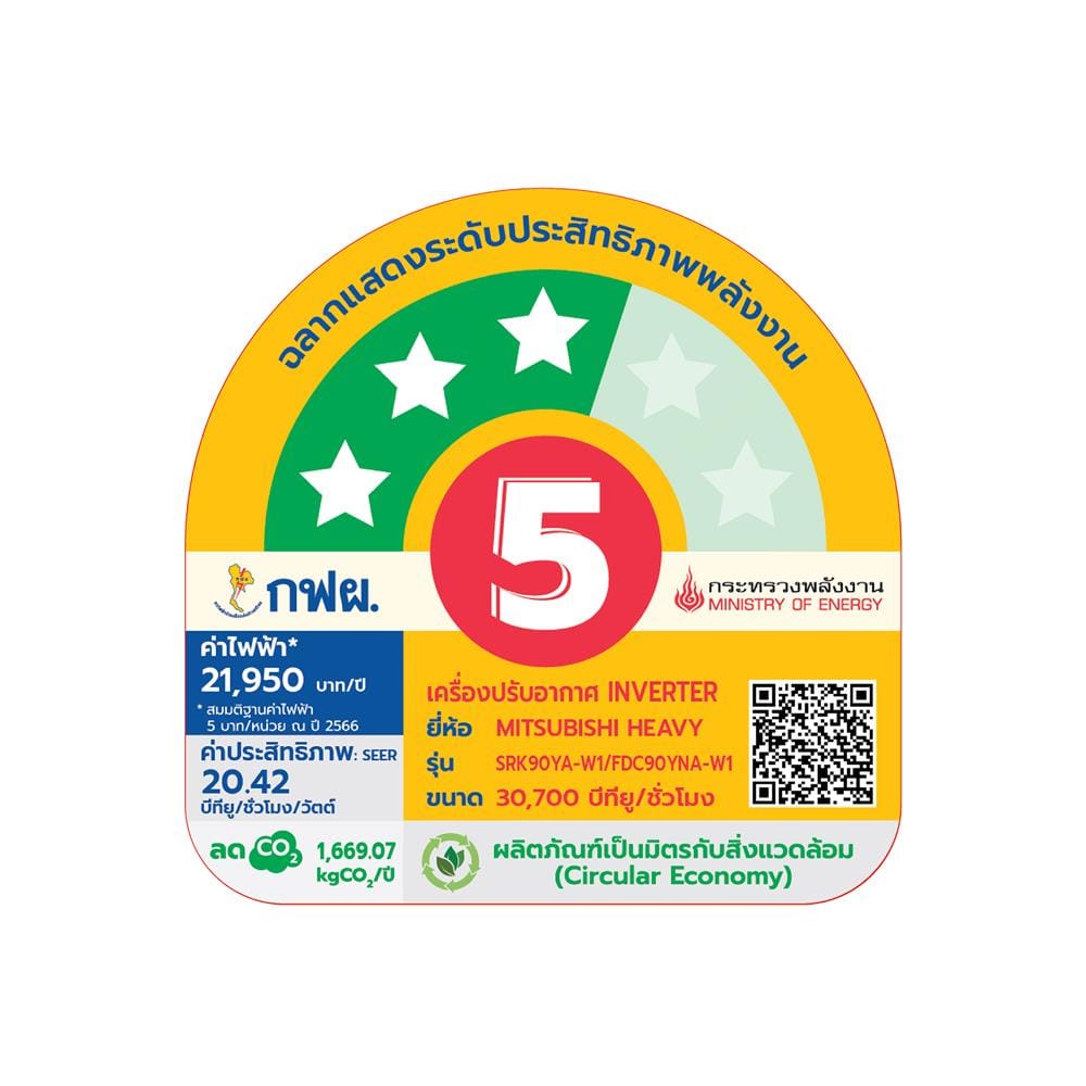 แอร์ผนัง MITSUBISHI HEAVY DUTY SRK90YA-W1 30700 อินเวอร์เตอร์