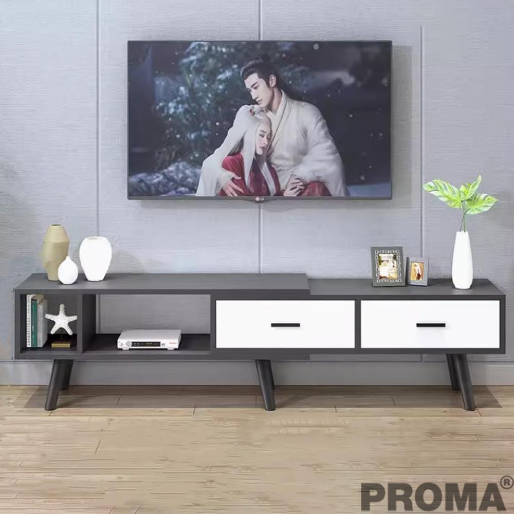 ตู้วางทีวี TVS-19-02 198 ซม. สีเทา/ขาว_8