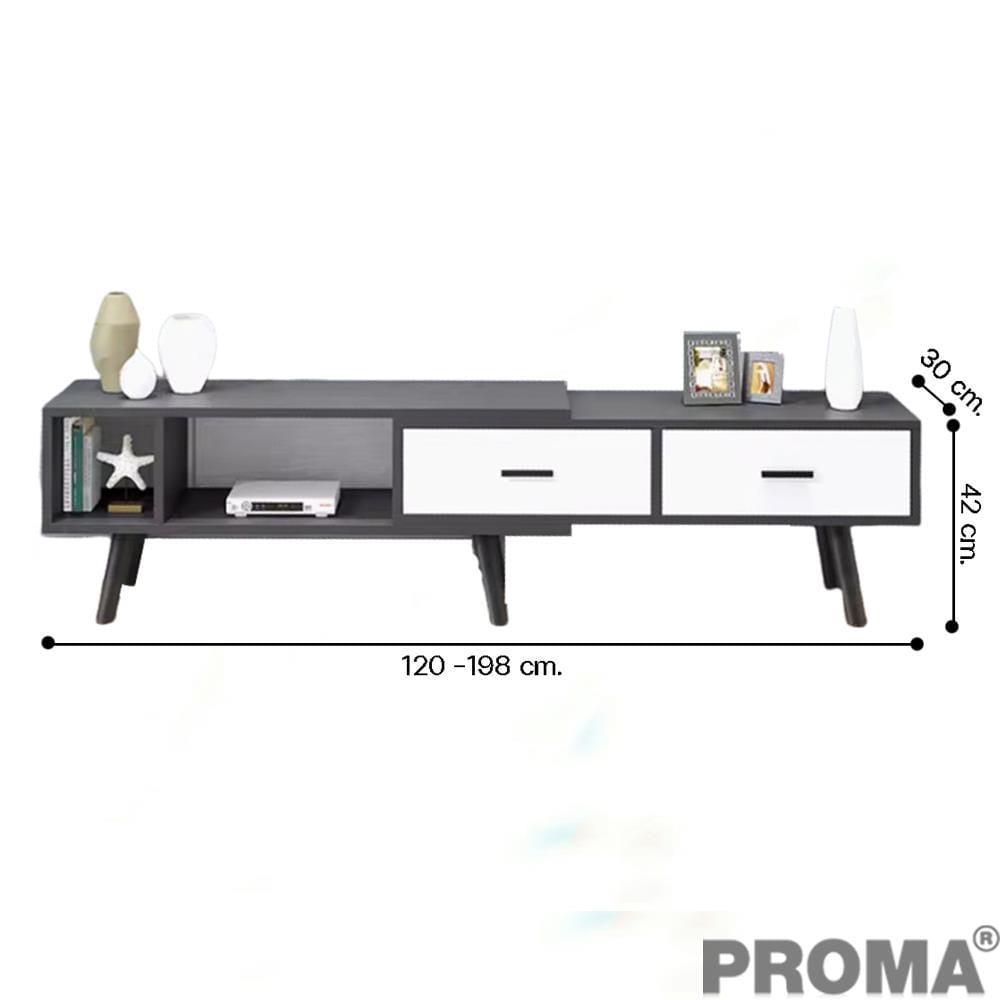 ตู้วางทีวี TVS-19-02 198 ซม. สีเทา/ขาว_3