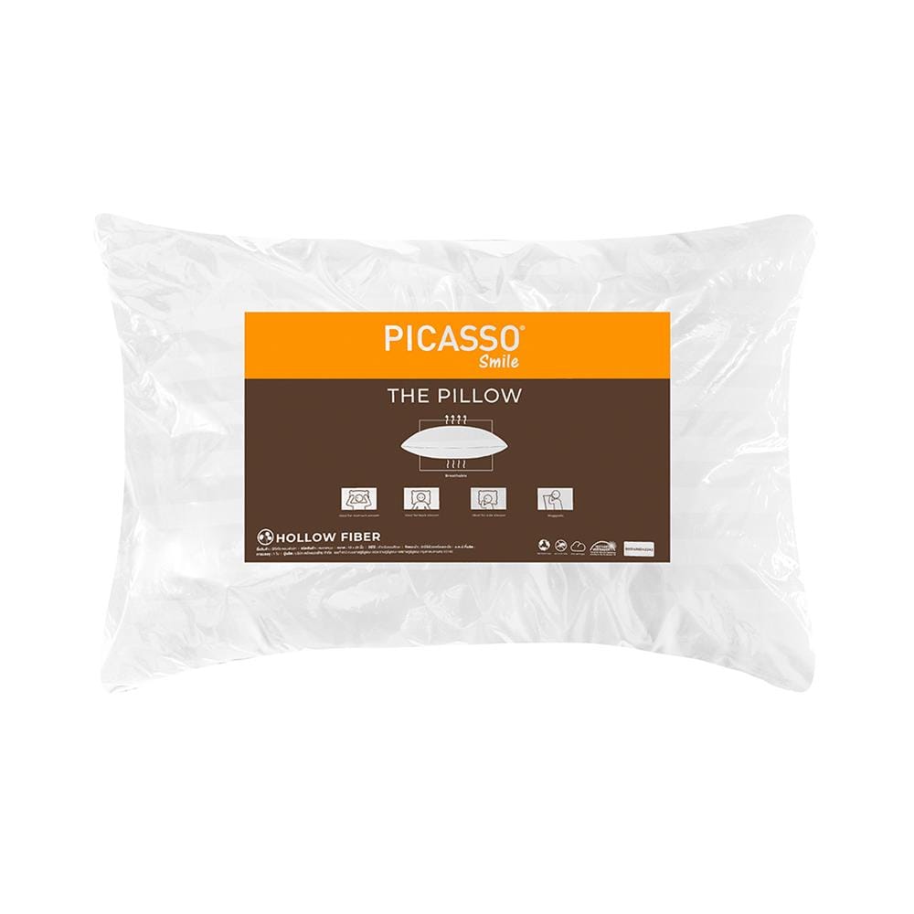 หมอนหนุน ใยสังเคราะห์ PICASSO SMILE 19x29 นิ้ว สีขาว