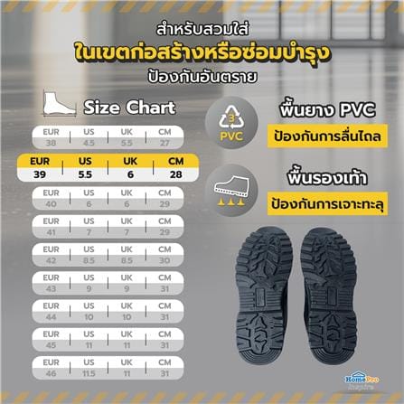รองเท้านิรภัย DEXZON STANDARD เบอร์ 39 สีดำ_6