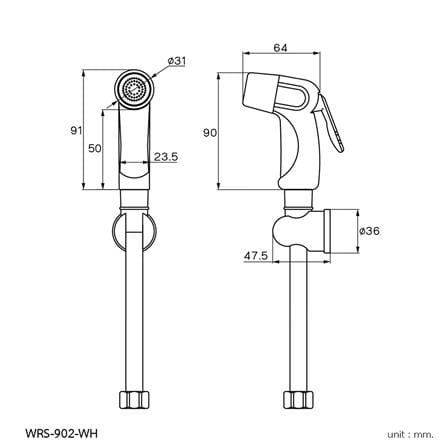 สายฉีดชำระครบชุด WS WRS-902-WH สีขาว_2