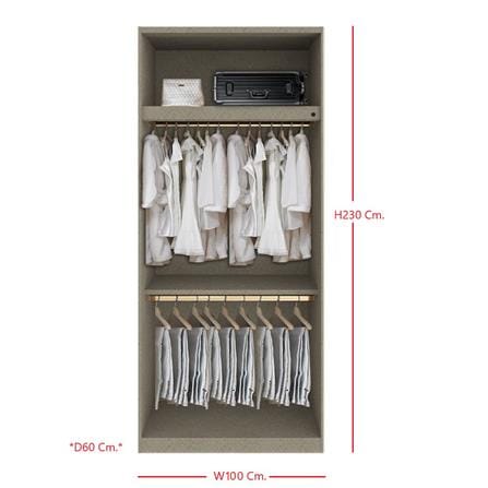 ตู้เสื้อผ้า 2 บานเปิด SB BUILT IN WARDROBE PLUS 59061133 100 ซม. สีขาว_2