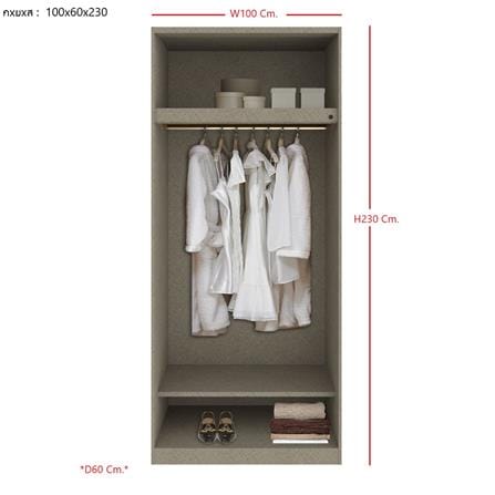 ตู้เสื้อผ้า 2 บานเปิด SB BUILT IN WARDROBE PLUS 59061073 100 ซม. สีเทา_3