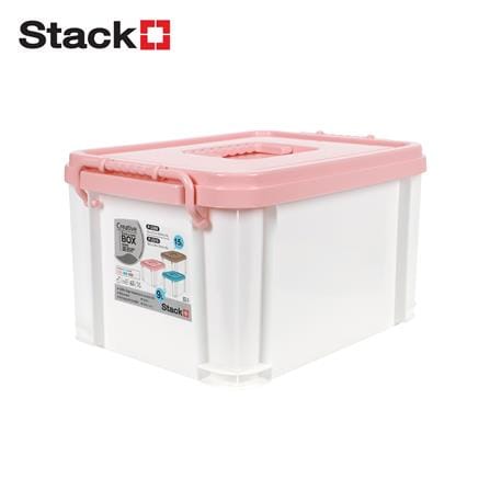 กล่องฝาล็อกหูหิ้ว STACKO 9 ลิตร 23.2x32x18.5 ซม. สีชมพู_0