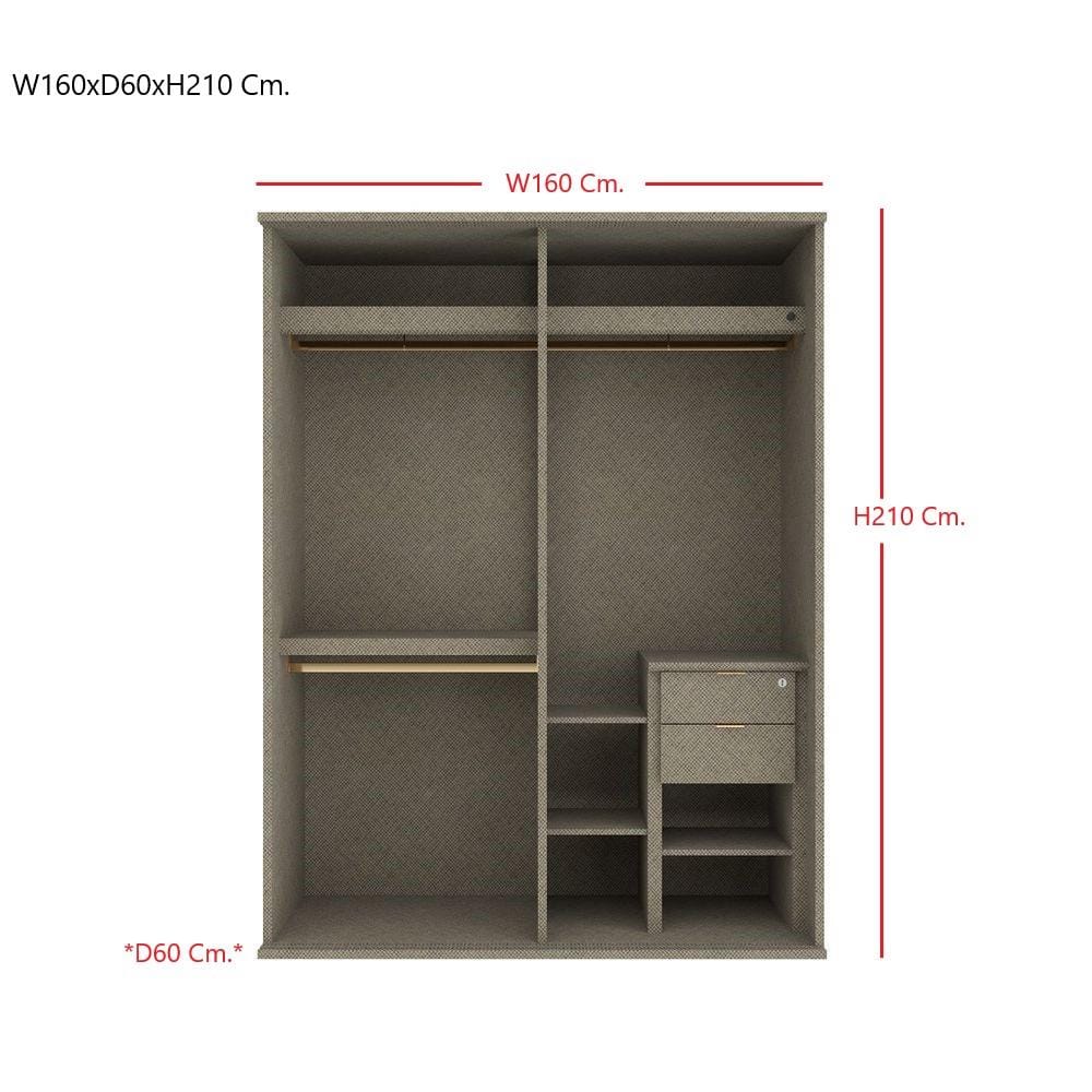 ตู้เสื้อผ้าบานเลื่อน SB BUILT IN WARDROBE PRIME 59060985 160 ซม. สีขาว