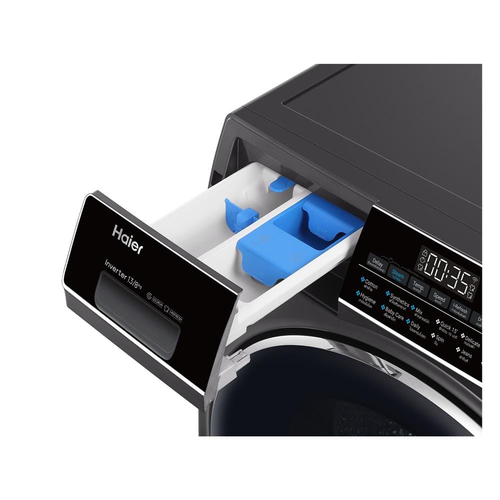 เครื่องซักอบผ้าฝาหน้า HAIER HWD130-BP14959S8 13/8 กก. 1400RPM อินเวอร์เตอร์ สีเทาเข้ม