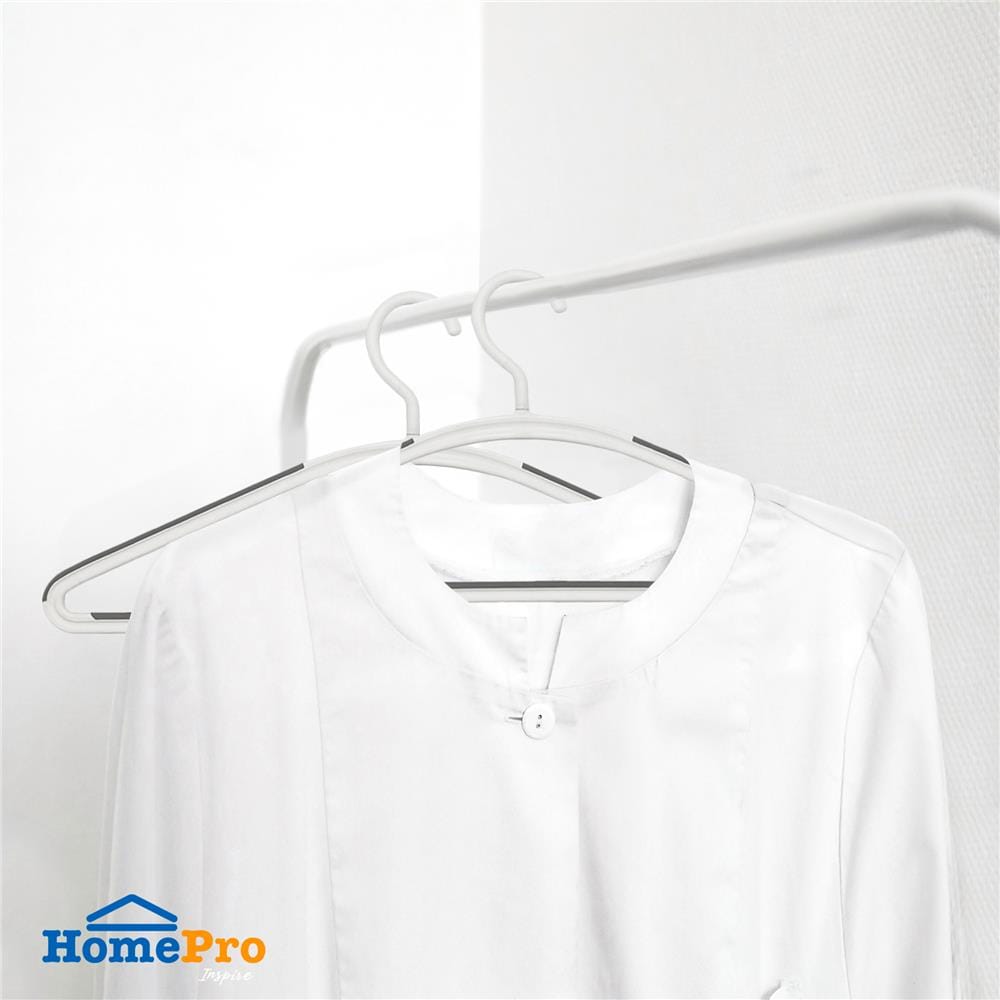 ไม้แขวนเสื้อ PLIM DOUBLE 14924 สีขาว/เทา แพ็ก 5 ชิ้น