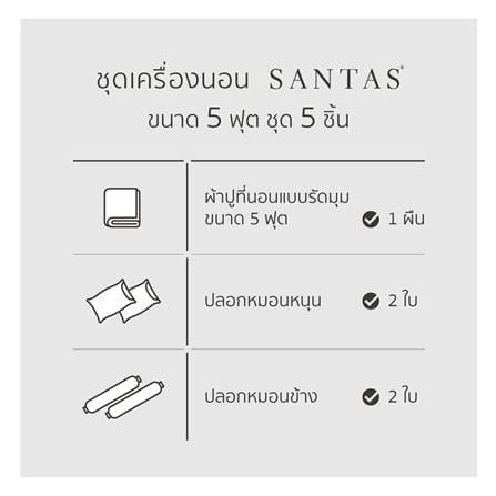 ชุดผ้าปูที่นอน 5 ฟุต 5 ชิ้น SANTAS FENDELS GR_6