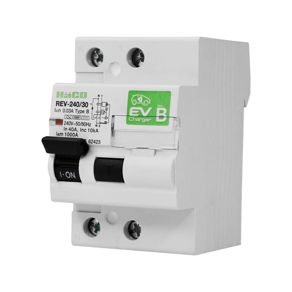 เบรกเกอร์ป้องกันไฟดูด (สำหรับอุปกรณ์ชาร์จรถยนต์ไฟฟ้า) HACO TYPE-B 40 แอมป์ 2 โพล 1 เฟส