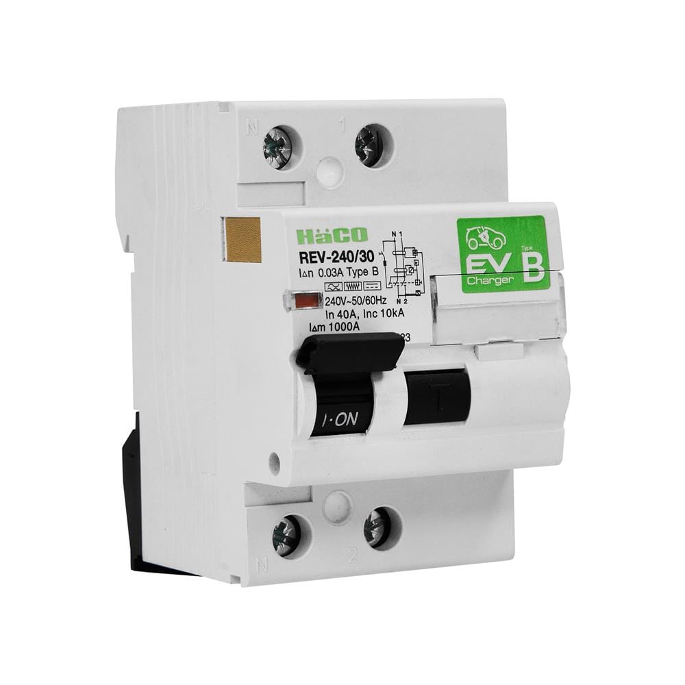 เบรกเกอร์ป้องกันไฟดูด (สำหรับอุปกรณ์ชาร์จรถยนต์ไฟฟ้า) HACO TYPE-B 40 แอมป์ 2 โพล 1 เฟส